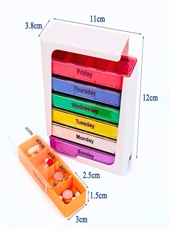 Extra Care Weekly 4-Times-a-Day Pill Box | Morning, Afternoon, Evening, Bedtime Organizer | Durable, Easy-to-Use Medication Case,Set of 1 - Image 5